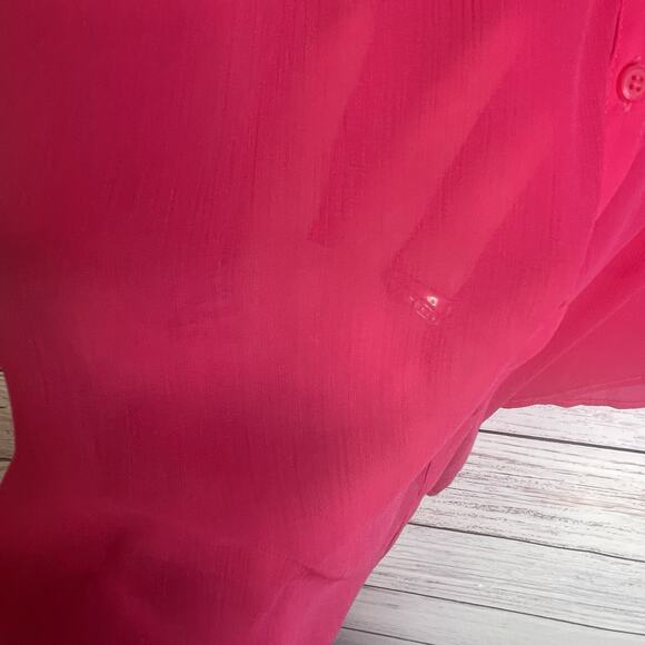 Torrid Chiffon Buton Down Size 1X Long Sleeve Blouse Pink BOHO - Picture 4 of 16